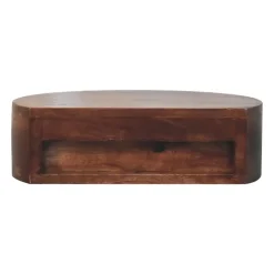 Artisan Furniture Honey Caramel Wandgemonteerde Afgeronde Nachtkastje, 1 Lade, Donkerbruin Clearance