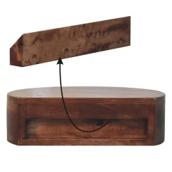 Artisan Furniture Honey Caramel Wandgemonteerde Afgeronde Nachtkastje, 1 Lade, Donkerbruin Clearance