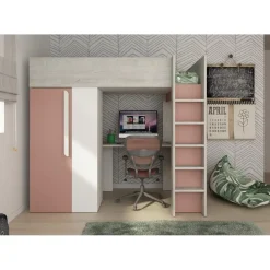 Trasman Hoogslaper Beau 90x200 met bureau & kast - oudroze Online