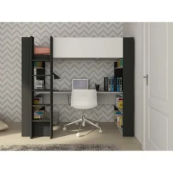 Trasman Hoogslaper Beau 90x200 met bureau - wit/grafiet New