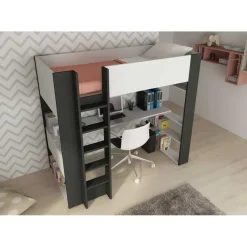 Trasman Hoogslaper Beau 90x200 met bureau - wit/grafiet New