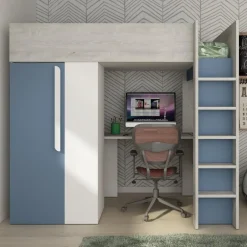 Trasman Hoogslaper Beau 90x200 met bureau & kast - donkerblauw Sale