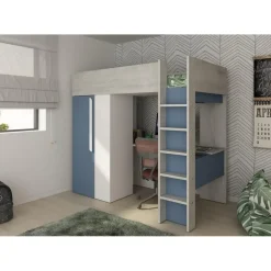 Trasman Hoogslaper Beau 90x200 met bureau & kast - donkerblauw Sale