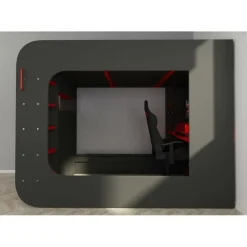 Trasman Hoogslaper Graham met gamebureau 120x200cm - antraciet/rood Discount