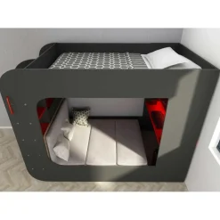 Trasman Hoogslaper Graham met gamebureau 120x200cm - antraciet/rood Discount