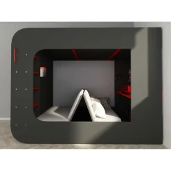 Trasman Hoogslaper Graham met gamebureau 120x200cm - antraciet/rood Discount