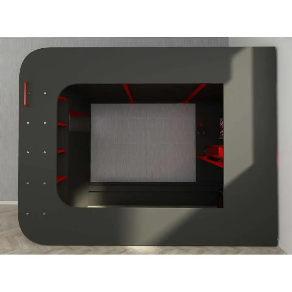 Trasman Hoogslaper Graham met gamebureau 120x200cm - antraciet/rood Discount