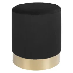 House Nordic Poef Gamby Velvet Zwart Ø34x43cm Clearance