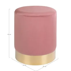 House Nordic Poef Gamby Velvet Roze Ø34x43cm Hot