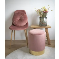 House Nordic Poef Gamby Velvet Roze Ø34x43cm Hot