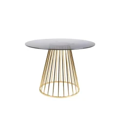 Housecraft Living Housecraft Floris Eettafel Rond Glas 110 cm Goud New
