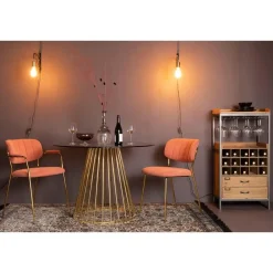 Housecraft Living Housecraft Floris Eettafel Rond Glas 110 cm Goud New