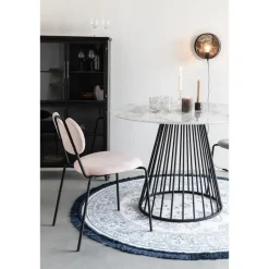 Housecraft Living Housecraft Floris Eettafel Marmerlook Rond 110 cm Zwart/ Wit Outlet