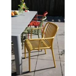 Housecraft Living Mante Tuinstoelen Armleuning Kunststof Geel - Set van 4 Clearance