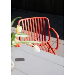 Housecraft Living Mante Tuinstoelen Armleuning Kunststof Terra/ Rood - Set van 4 Best