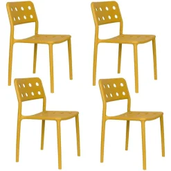 Housecraft Living Housecraft Serra Tuinstoel/ Eetkamerstoelen Kunststof Geel - Set van 4 Hot