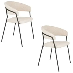 Housecraft Living Housecraft Zeri Eetkamerstoelen armleuning Off white/ Zwart - Set van 2 Sale
