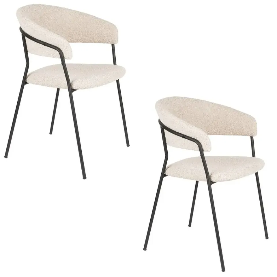 Housecraft Living Housecraft Zeri Eetkamerstoelen armleuning Off white/ Zwart - Set van 2 Sale