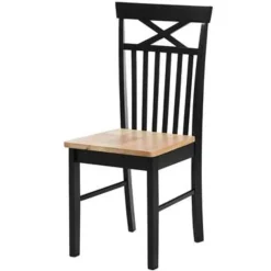 Beliani HOUSTON - Eetkamerset - Zwart - Rubberhout Outlet