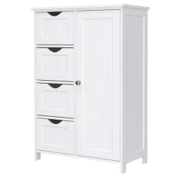 ACAZA Houten Badkamer Buffet met 4 laden - Vrijstaand - Wit Best