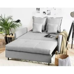 Beliani HOVIN - Slaapbank 2-zits - Lichtgrijs - Polyester Online