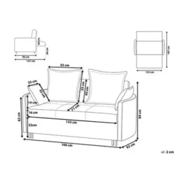 Beliani HOVIN - Slaapbank 2-zits - Lichtgrijs - Polyester Online