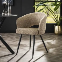 Hoyz Collection Hoyz - Armstoel Salon - Boucle - Zandkleur - Set van 2 Online