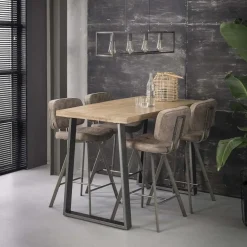 Hoyz Collection Hoyz - Bartafel Industrieel - Massief Mangohout - Blank - Trapezium - 135x70x92 New