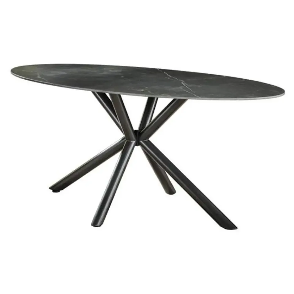 Hoyz Collection Hoyz - Eetkamertafel 180cm - Ovaal - Keramiek Zwart - 4 Personen Discount