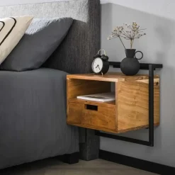 Hoyz Collection Hoyz - Hangend Nachtkastje - Zwart - 1 Lade - Open Vak Air Solid Clearance