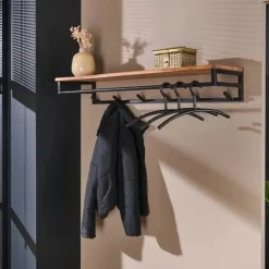 Hoyz Collection Hoyz - Kapstok Custom - 6 haken - Hoedenplank - Acaciahout Hot