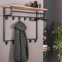 Hoyz Collection Hoyz - Kapstok Edge Hoog - 12 Haken - Massief Acaciahout - 100x33x80 Clearance