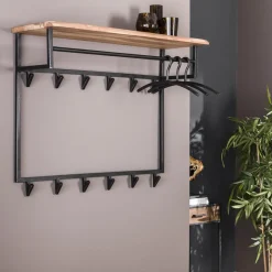 Hoyz Collection Hoyz - Kapstok Edge Hoog - 12 Haken - Massief Acaciahout - 100x33x80 Clearance