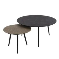 Hoyz Collection Hoyz - Salontafel Metallic - Rond - Grijs - Set van 2 Discount