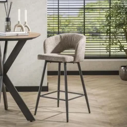 Hoyz Collection - Barstoel Boucle Salon - Tissee Cargo Zandkleur - Set van 2 Online