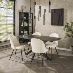 Hoyz Collection - Eetkamertafel 180 Deens Ovaal - 3D Melamine Slate Stone Hot