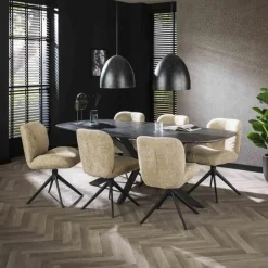 Hoyz Collection - Eetkamertafel 215 Deens Ovaal - 3D Melamine Slate Stone Online