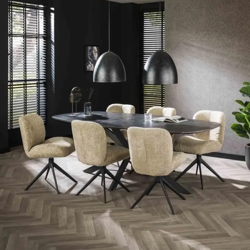 Hoyz Collection - Eetkamertafel 215 Deens Ovaal - 3D Melamine Slate Stone Online