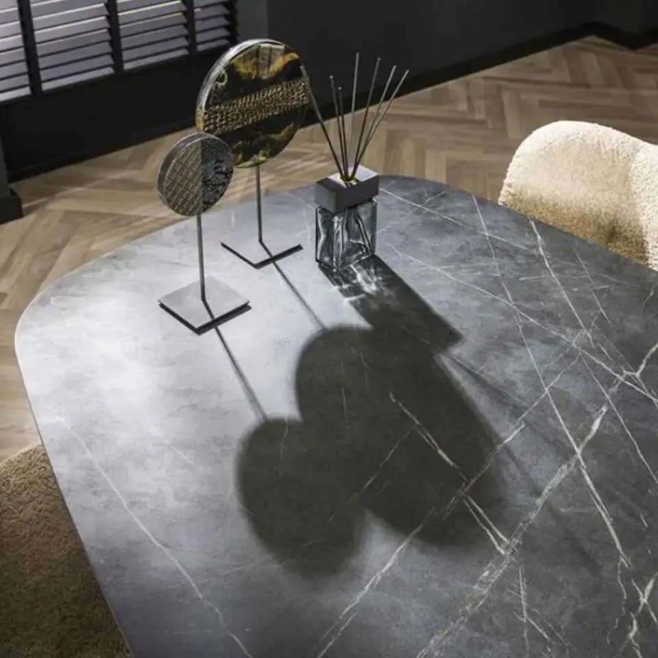 Hoyz Collection - Eetkamertafel 215 Deens Ovaal - 3D Melamine Slate Stone Online