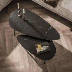 Hoyz Collection - Salontafel Niervormig Ceramic - Zwart - Set van 2 Hot