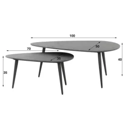 Hoyz Collection - Salontafel Niervormig Ceramic - Zwart - Set van 2 Hot