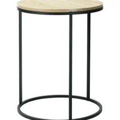 Home & Styling H&S Bijzettafeltjes set 2x - zwart/naturel - D40 x H50/D30 x H40 cm Discount