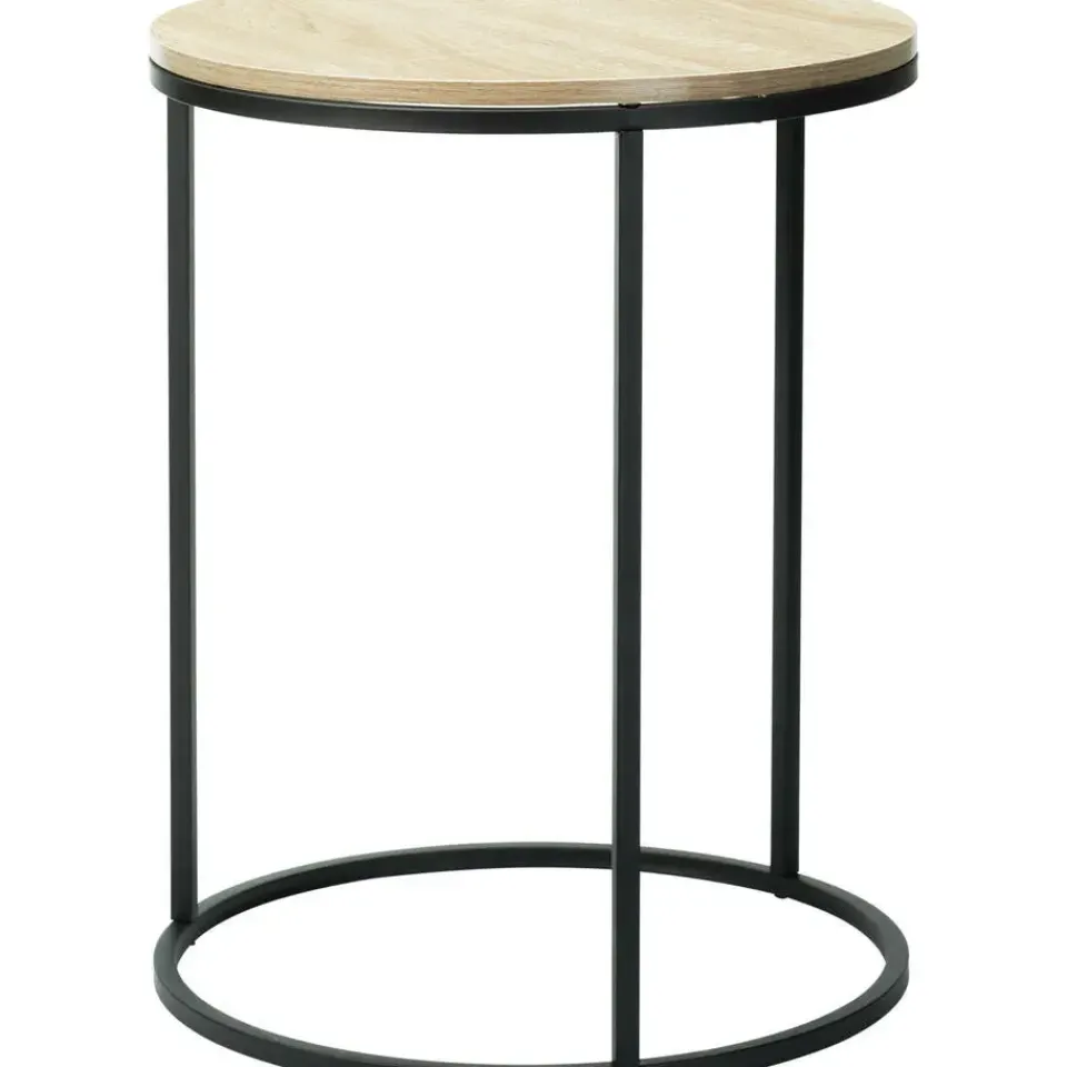 Home & Styling H&S Bijzettafeltjes set 2x - zwart/naturel - D40 x H50/D30 x H40 cm Discount