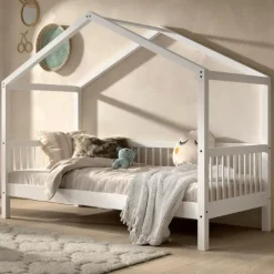 Vipack Huisbed Forrest 90x200cm - massief beukenhout - wit New