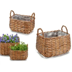 IBERGARDEN Plantenbak-mand - gevlochten riet - 20 x 15 x 11 cm Discount