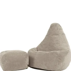 icon - Dalton Kinderzitzak Stoel met Poef - Ribfluweel - Beige Clearance