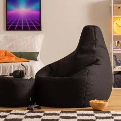 icon - Dalton XL Zitzak Fauteuil met Poef - Gaming - Zwart Hot