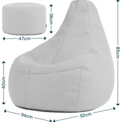 icon - Dalton XL Zitzak Fauteuil met Poef - Gaming - Zwart Hot