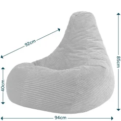 icon - Dalton XL Zitzak Fauteuil - Gaming - Ribfluweel - Grijs