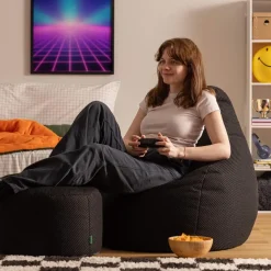 icon - Dalton Zitzak Fauteuil met Poef - Gaming - Zwart Clearance